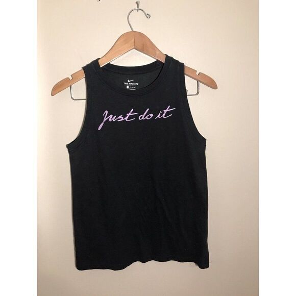 Nike Dry Womens Just Do It Script‎ Tank Top Women’s XS Cursive Activewear Black - Picture 3 of 6